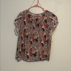 Floral Short Sleeve Peasant Top